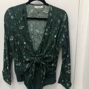Green floral Capulet bodysuit size S